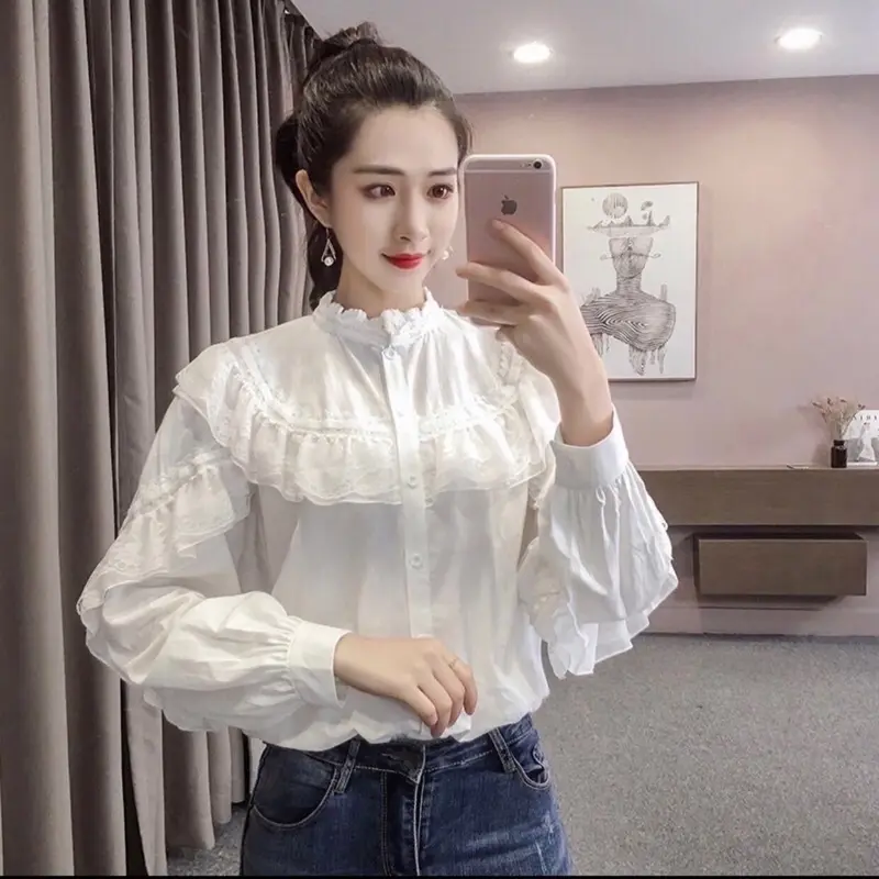 [DIAN]Blouse atasan renda wanita lengan panjang korean style Baju Casual 0