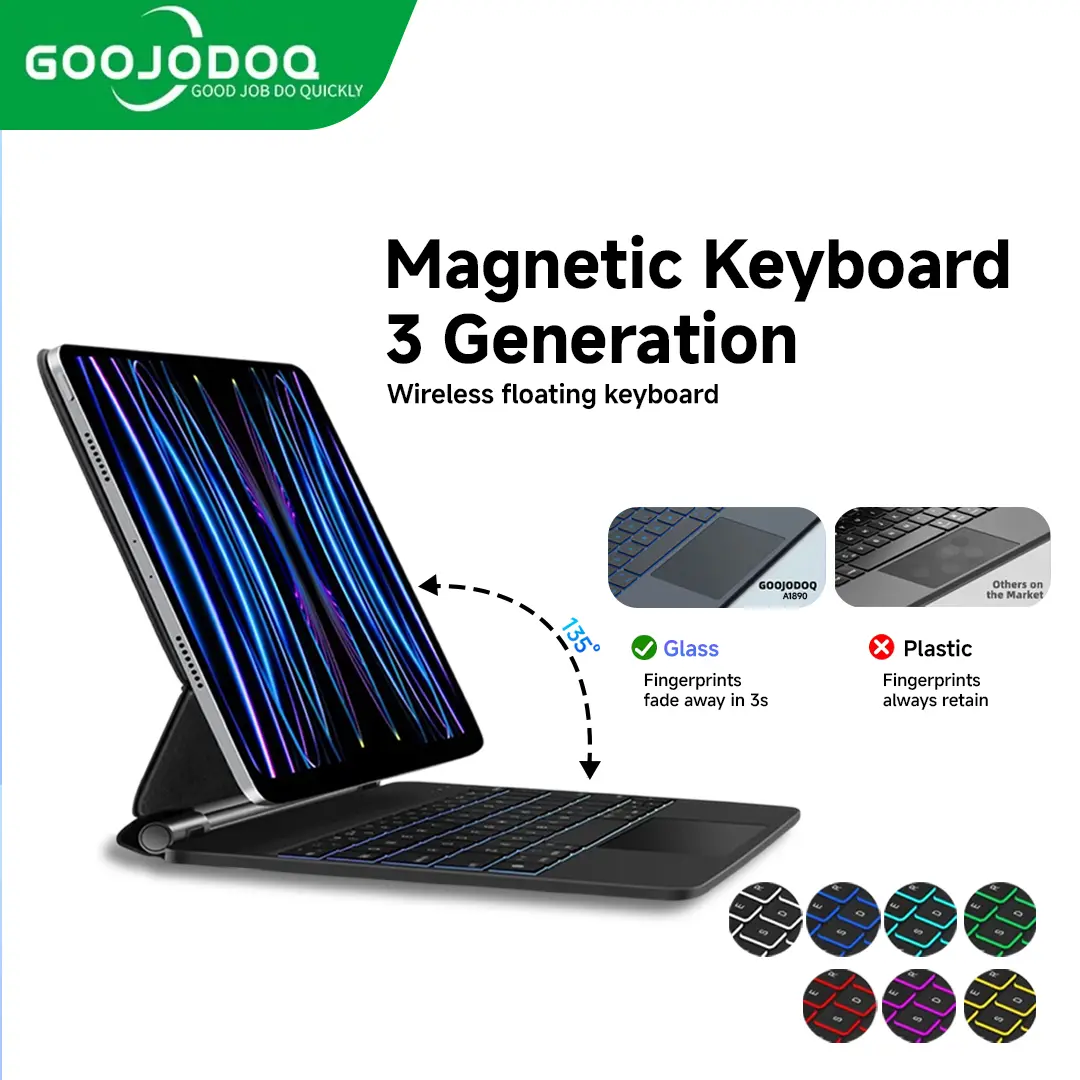 EXCLUSIVE KOHCUN [GOOJODOQ/HANYA KEYBOARD] 2025 New Magic Keyboard Case For iPad Air 4 Air5 iPad Pro 11 2021 Pro M4 2024 Mini 6 Floating Cantilever Keyboard Cover wireless bluetooth keyboard   iPad pro m1 - m4 2024