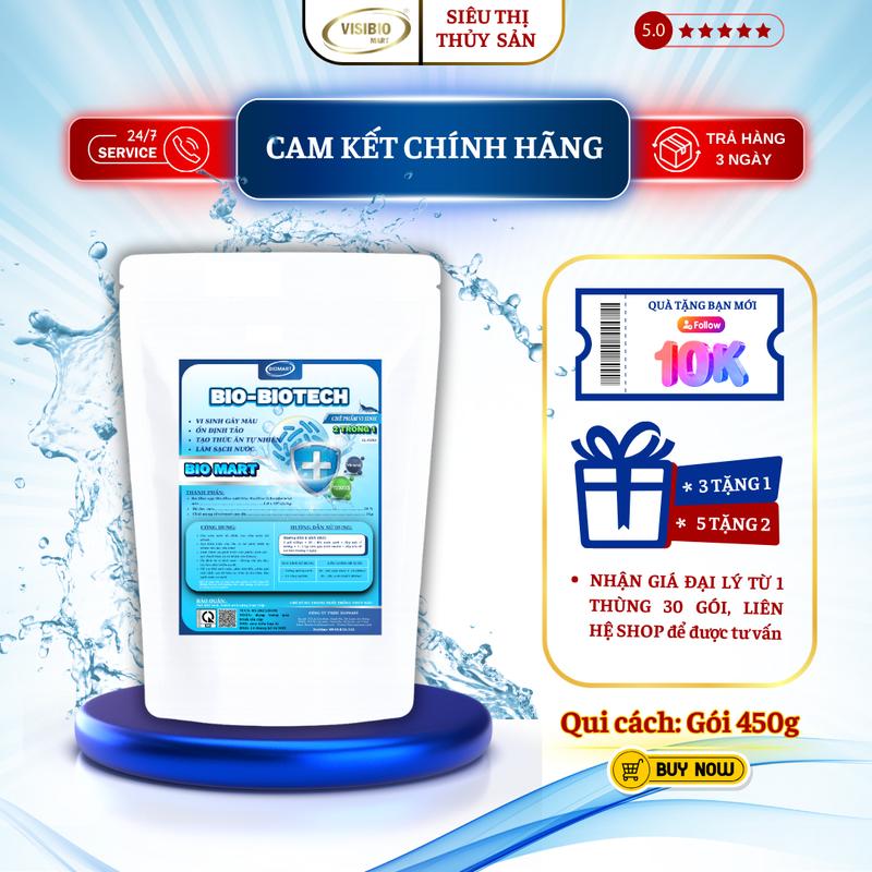 MEN VI SINH BIO BIOTECH - BIOMART - GÓI 450GR - VI SINH LÀM SẠCH NƯỚC - GIẢM KHÍ ĐỘC - GÂY MÀU – ỔN ĐỊNH TẢO – HỖ TRỢ TẠO THỨC ĂN TỰ NHIÊN CHO TÔM CÁ - SIÊU THỊ THỦY SẢN VISIBIO MART
