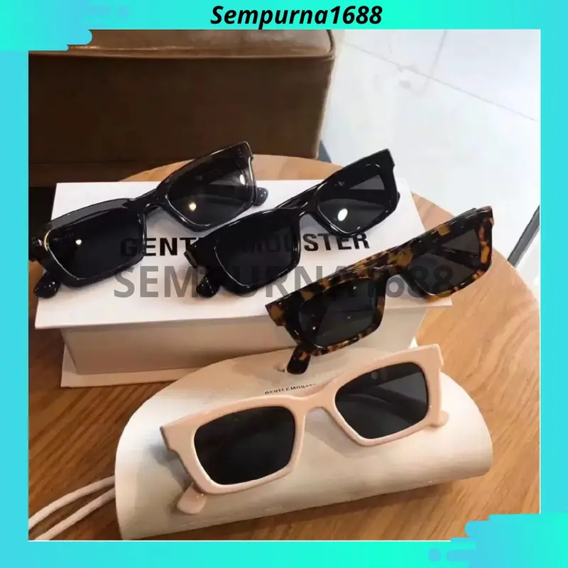 ⭐SMP⭐ Kacamata Hitam Uv wanita Pelindung Matahari Bentuk Persegi Panjang Gaya Retro Vintage KM133 0