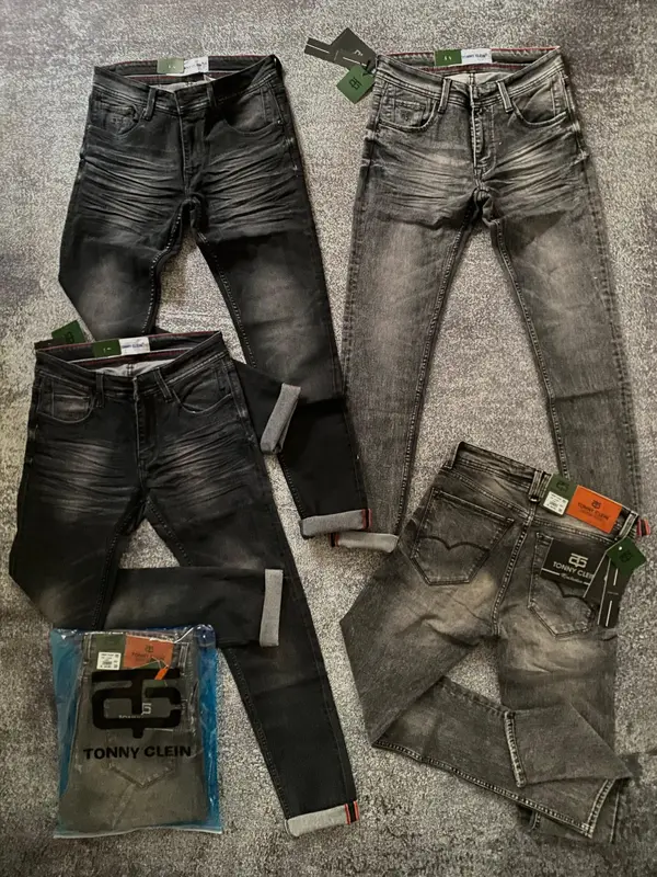 Celana Panjang Pria Tonny Clein Jeans Original Model Ringkel Stretch Skinny Warna Denim Wash Sedang Hitam 1