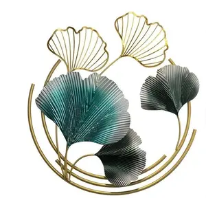 Walldecor Berkah Hiasan Dinding Bulat 48x48 Daun Bunga Leaf Gingko Wall Dekor Nordic Bunga Modern