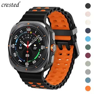 Tali jam tangan Tali Marine Band Untuk Samsung Galaxy Watch ultra 47mm Aksesori Dua warna Gelang silikon Olahraga Galaxy Watch 7 ultra
