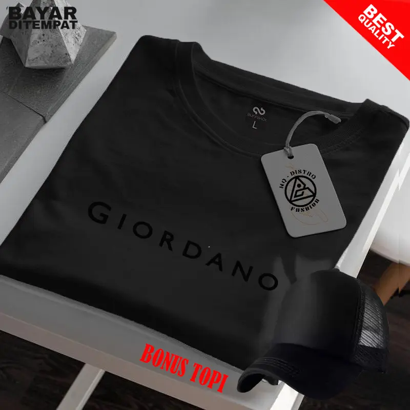 COD BONUS TOPI Baju Kaos GRDN text hitam /Baju Kaos Pria Lengan Pendek / TShirt Distro Cotton Combed 30s Premium 1