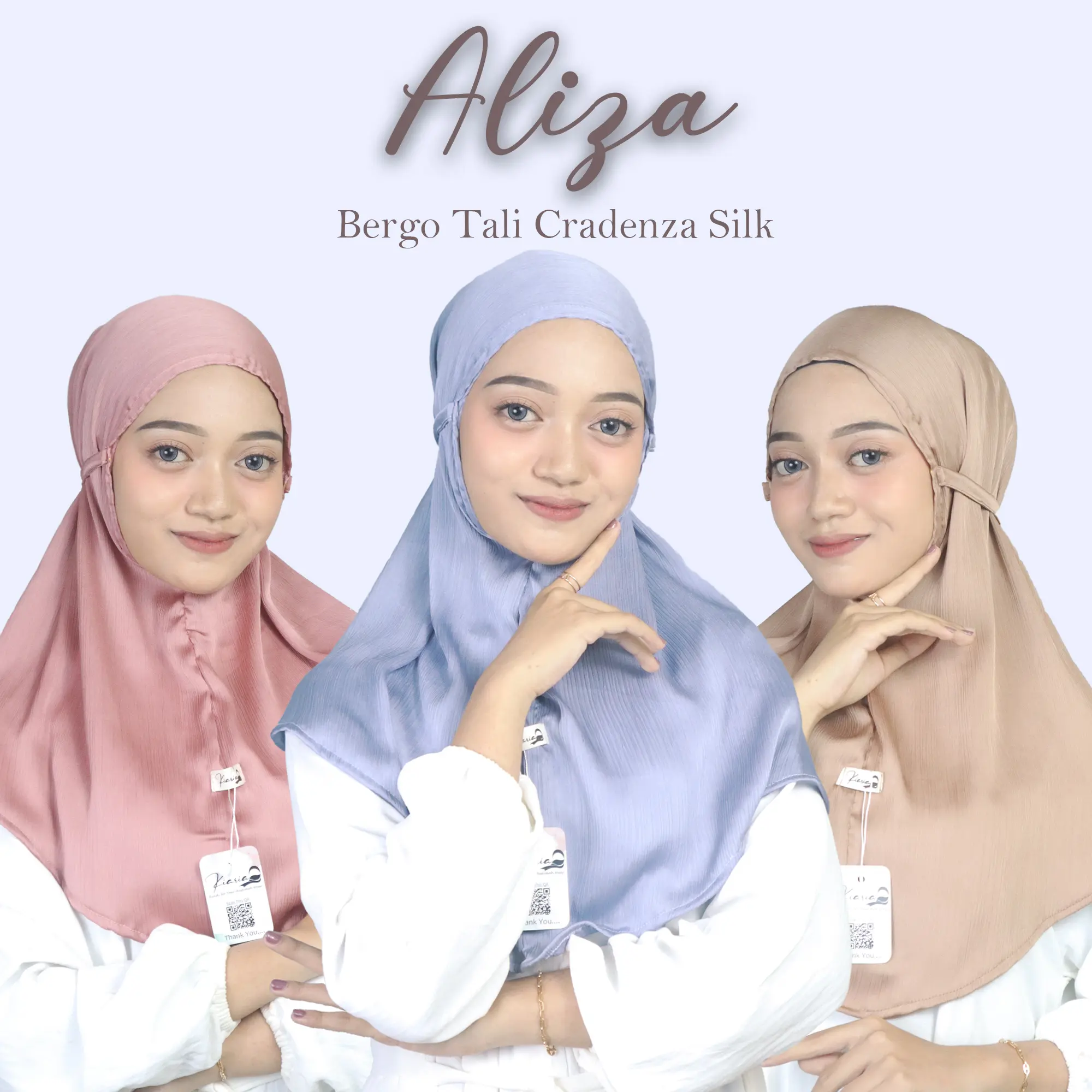 Kiaria - Jilbab Instan Bergo Tali Simpel Anti Ribet Bahan Cradenza Bergo Model Terbaru Aliza Instan Kerudung Nyaman Casual
