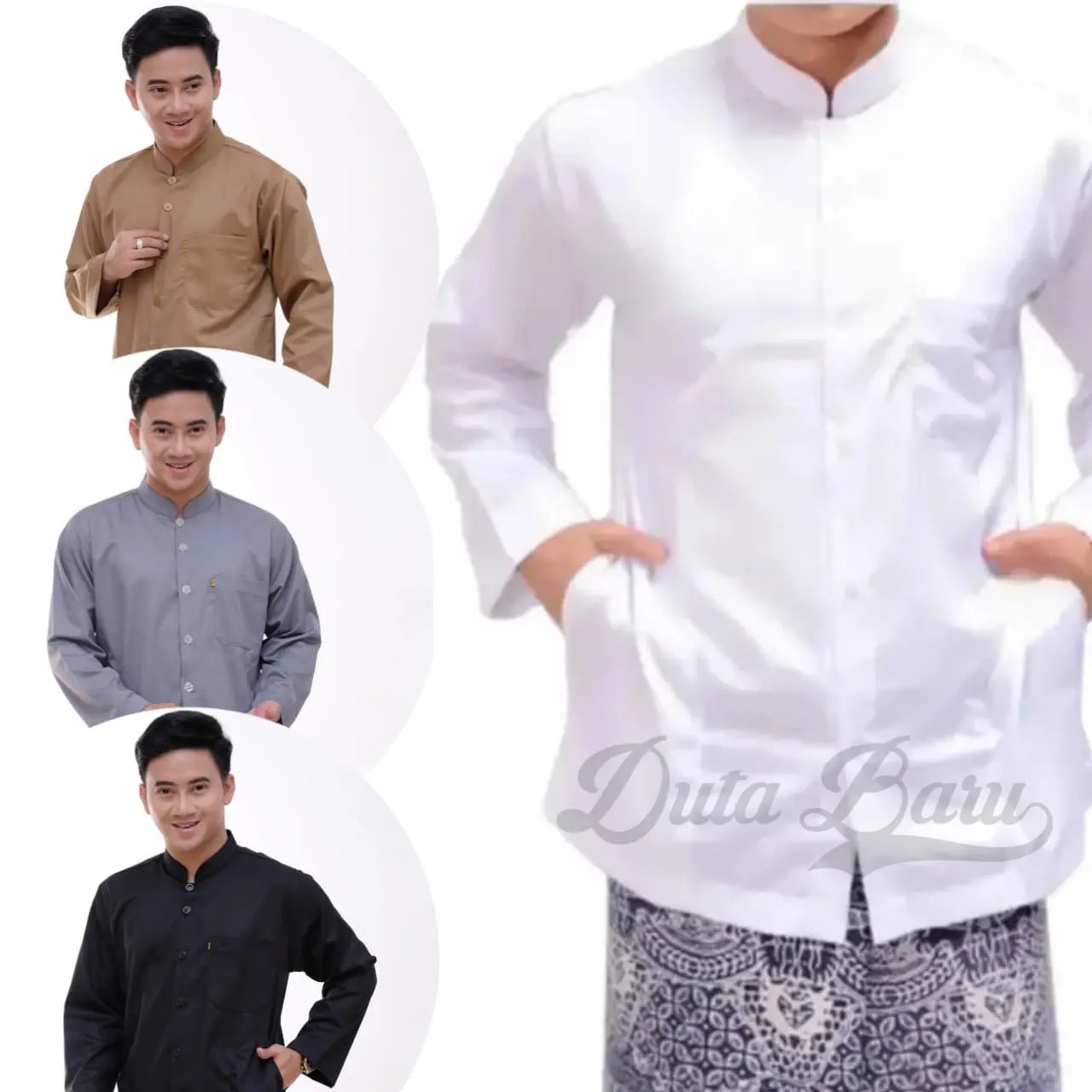 Baju Koko Haibah Santri Habaib Habib Polos Bahan Katun Toyobo Saku Samping Lengan Panjang