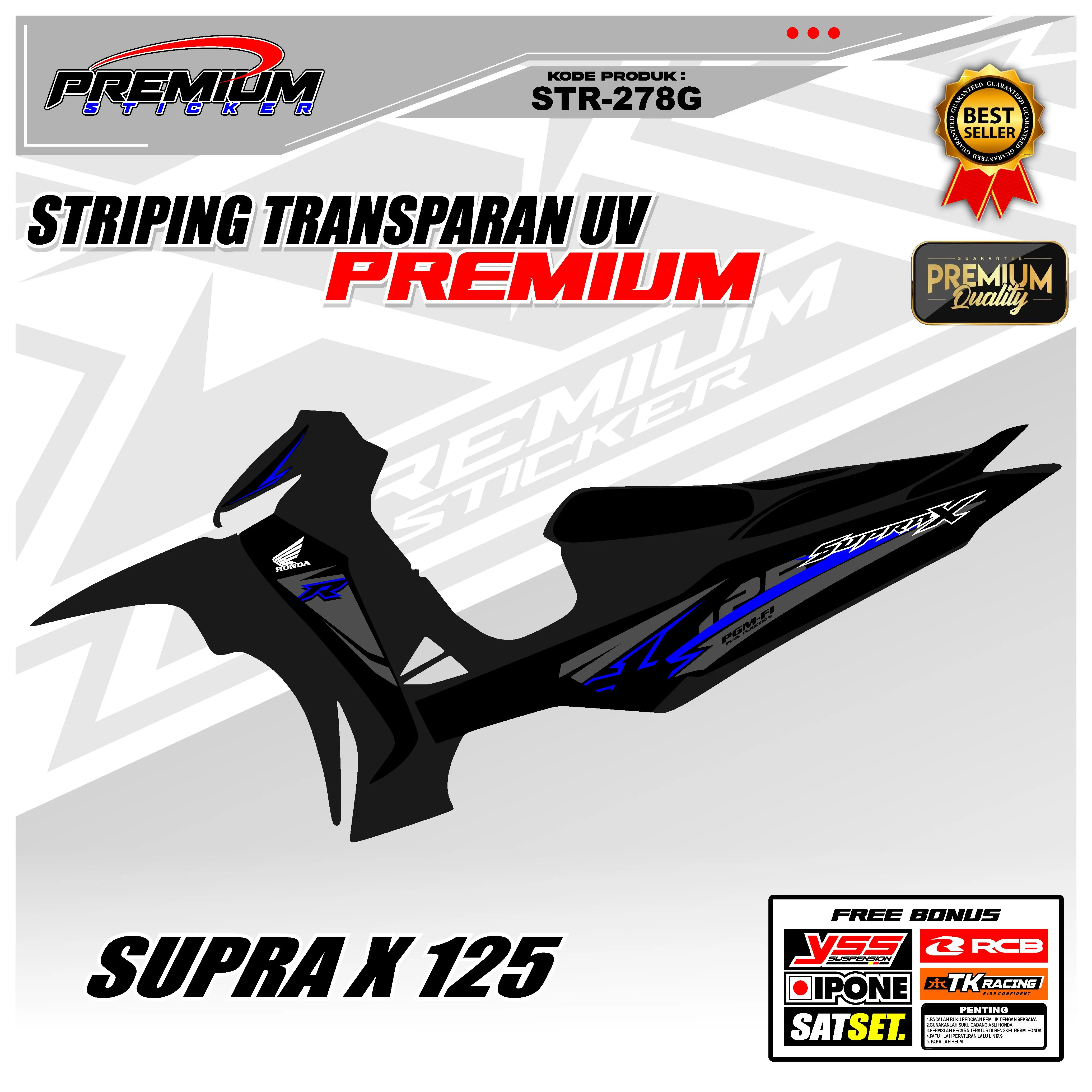 STR-278 STIKER STRIPING HONDA SUPRA X 125 / COD / TAHAN LAMA TERMURAH FREE STIKER RACING