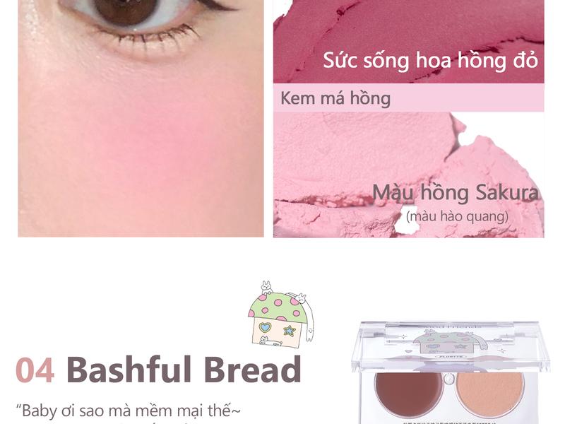 Product Introduction of Kem má hồng hai màu Flortte, dạng kem đa năng, kết cấu kép, có thể sử dụng nhiều cách khác nhau, tăng độ sáng cho gương mặt, tạo lớp trang điểm tự nhiên, 3.2g, 6 mẫu để chọn lựa 13