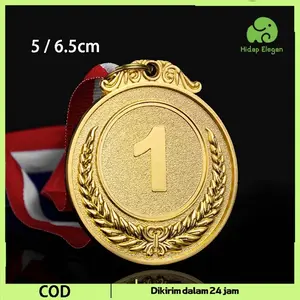 Medali Emas Perak Perunggu Medali kejuaraan Medali Penghargaan 123 Medali Emas Logam 6.5/5cm Medali Anak-Anak