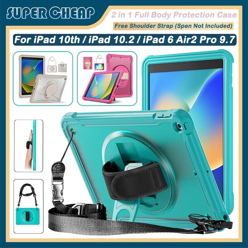 For iPad 10th Gen 10.9inch iPad 10.2 7th 8th 9th iPad 6 Air2 Pro 9.7 iPad Mini 6 Slim Full Body Rugged Shockproof Case