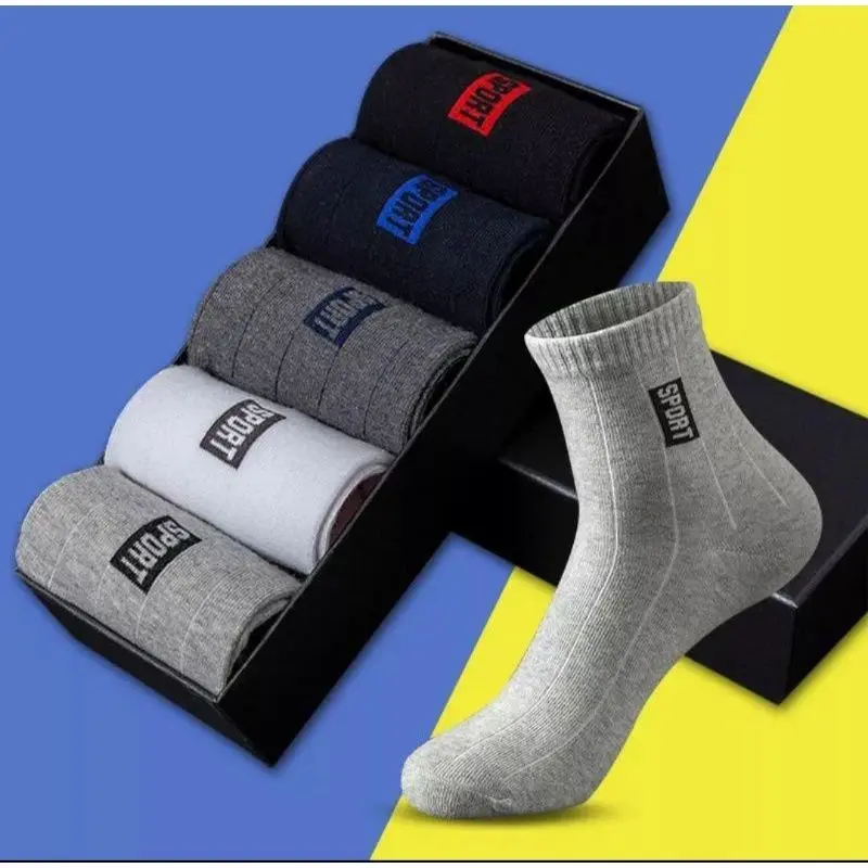 (Business & Sport) 10 Pasang Kaos Kaki Motif Sport &  Garis Panjang Kaos Kaki Tebal Pria & Wanita Dewasa