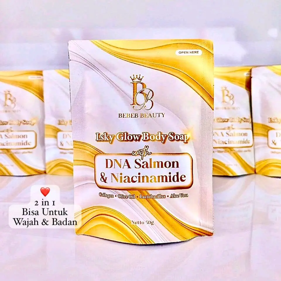 BEBEB BEAUTY BODY SOAP DNA SALMON & NIACINAMIDE 50g 2IN 1 BADAN &WAJAH CERAH MAKSIMAL