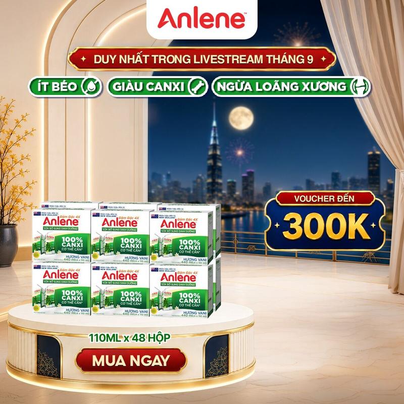 Thùng 48 hộp Anlene Đậm Đặc pha sẵn tiện lợi hương Vani giàu canxi giúp xương…
