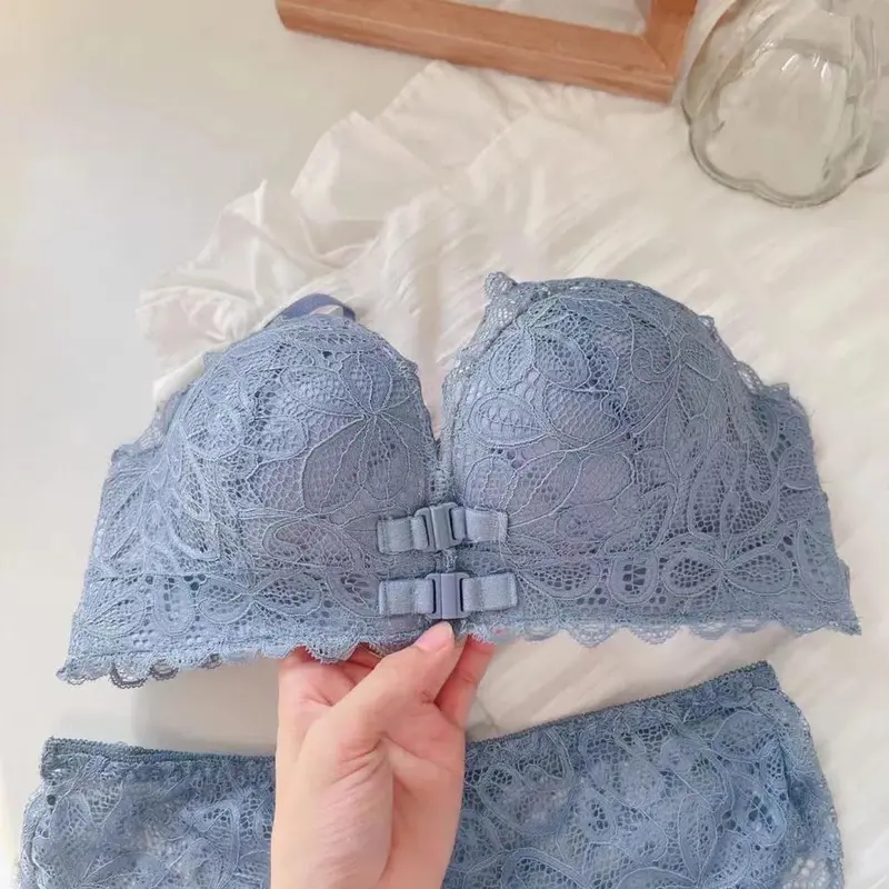 [LUX] L012 Bra Push Up Bh Busa Tebal Renda Beha Wanita Tanpa Kawat Kait Depan Seamless 6