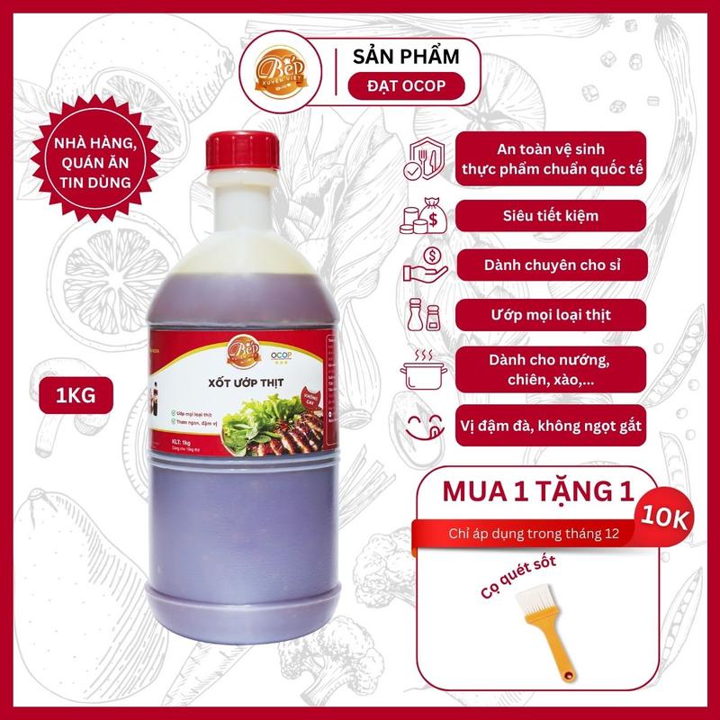 Sốt Ướp Thịt Nướng BBQ Bếp Xuyên Việt 1KG cho 5KG thịt Nước Sốt Ướp Thịt Hải Sản Tiện Lợi. Gia Vị Gia Đình