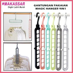 Gantungan Baju Hanger / Magic Hanger Baju 9IN1 / Hanger Celana Jilbab Handuk Syal Dasi Sapu Tangan 9 Susun Lemari / Jemuran Pakaian Celemek Kaus kaki Ikat Pinggang Magic Hanger Instant 9 in 1 / Gantungan Baju Ajaib / Gantungan Baju 9 in 1