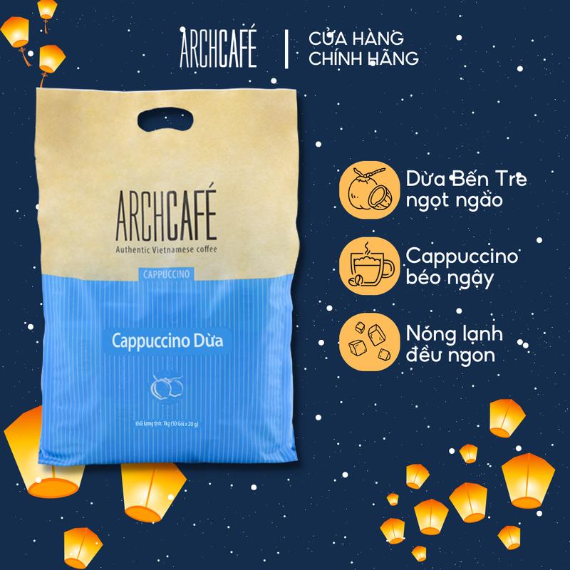 Túi Cappucino Dừa Archcafe - Coconut Cappuccino Bag - Coffee, Cà phê (50 gói x 20g)