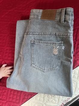 Product Review of Quần jeans nữ Ống suông Vải Qc phối thêu thỏ màu xanh nhạt basic (S-2XL) Q1339 dài 105cm Women from T**3 0