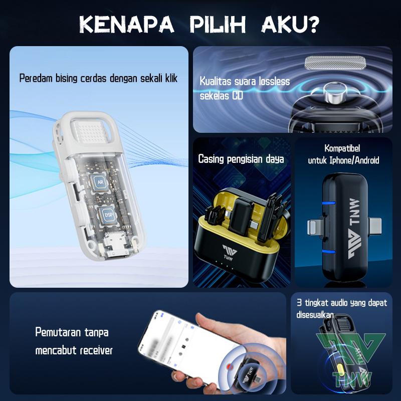 Product Introduction of TNW A11 Wireless Microphone 2-In-1 Clip On Mic Wireless Dual Mic Mikrofon Tanpa Kabel Untuk Youtuber Vlog Tiktok Live Streaming 38