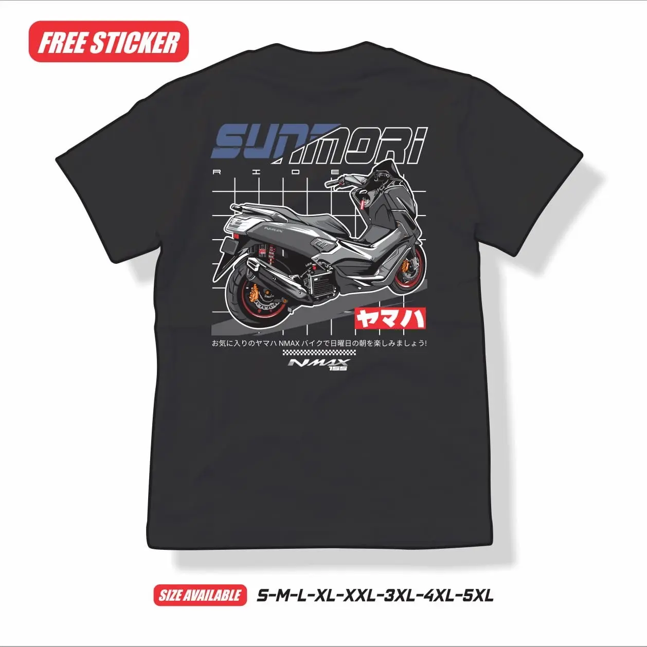 Kaos NMAX Sunmori NMAX racing NMAX old NMAX modifikasi Katun Combed Distro Sablon Motor Pria Kain Nyaman Baju Atasan Custom