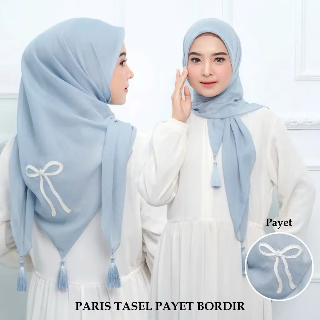 HIJAB SEGI EMPAT PARIS TASSEL PITA CRYSTAL Square