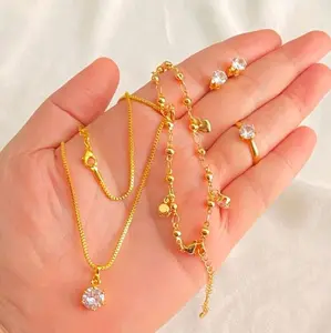 Set Perhiasan Acc Wanita Mata satu Awet Menahun 001 Emas Jade Kalung