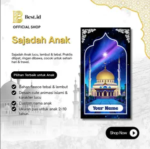 Best.id Sajadah Anak TK PAUD SD MI Custom Nama Bahan Fleece Tebal Sublimasi Fleksibel untuk Travel & Sehari-hari