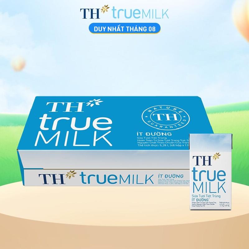 Thùng 48 hộp sữa tươi tiệt trùng ít đường TH True Milk 110ml (110ml x 48)