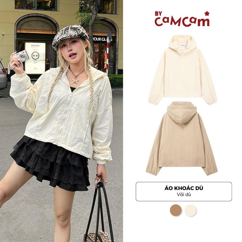 ÁO KHOÁC DÙ Nhiều Màu Có Mũ Dây Rút Chắn Gió Chống Nắng Hàn Quốc Bycamcam Top Nữ
