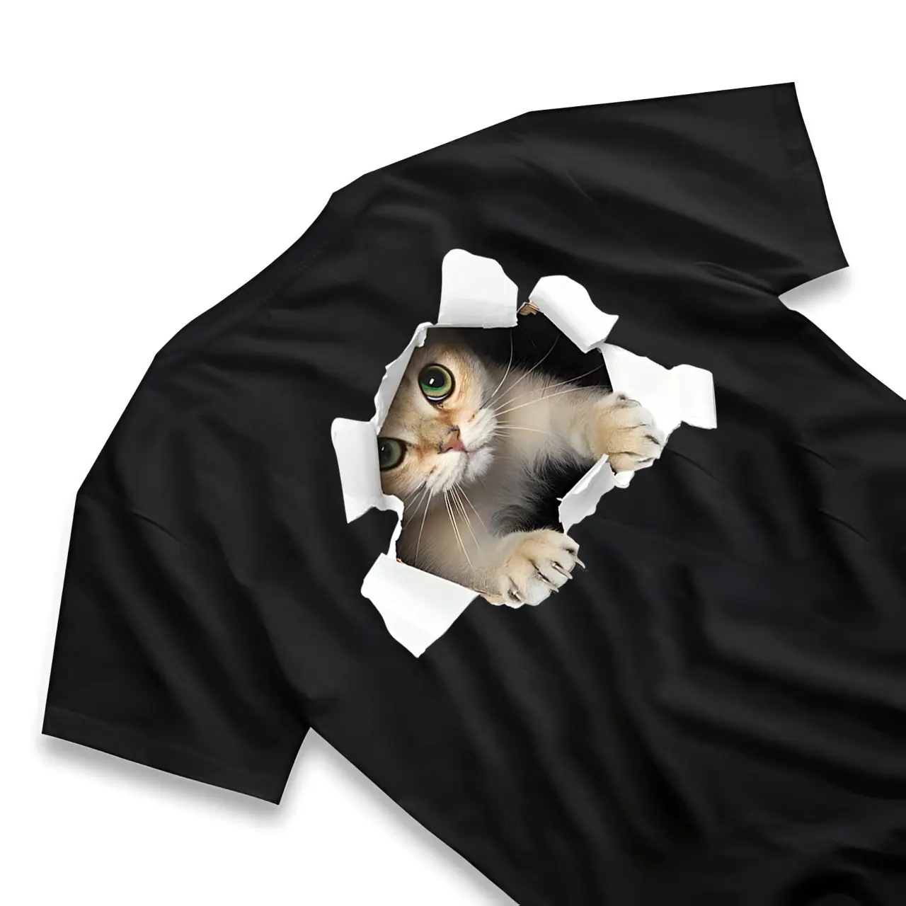 Kaos Oversize Wanita Cat Lengan Pendek Putih T Shirt Kucing Printing Premium Atasan Katun Murni Top Korean Style Longgar Tee Ootd Lucu Cewek Dan Cowok