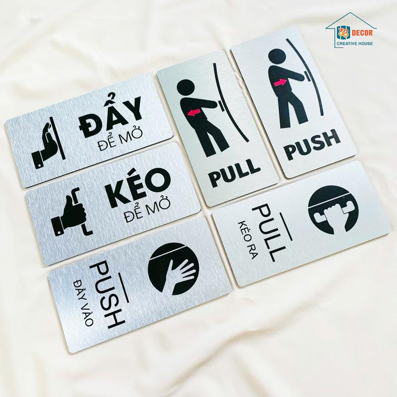  Bảng Alu Pull Push Bảng Kéo Đẩy bằng chất liệu Alu treo dán cửa kính decor trang trí cửa ra vào   Decal Decor Phòng 