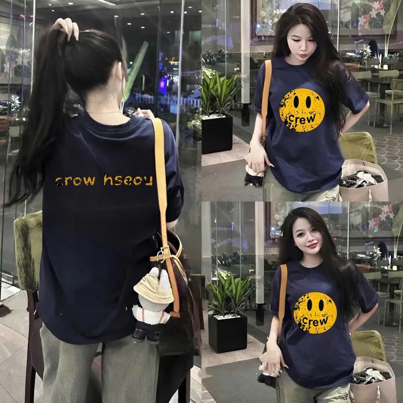 Product Introduction of Áo Phông cotton 4 chiều mịn mát- chữ C.R.E.W in pét 2 mặt ( Free size 40-70kg) 11