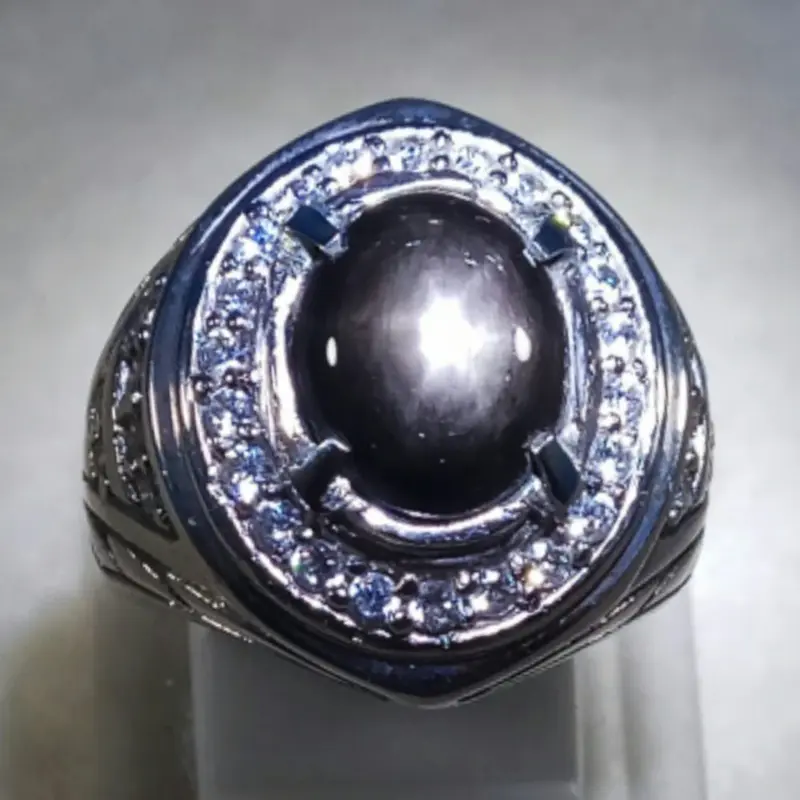 CINCIN BATU AKIK NATURAL BLACK SHAPPIRE STAR 6 MEWAH DAN GLAMOUR 2