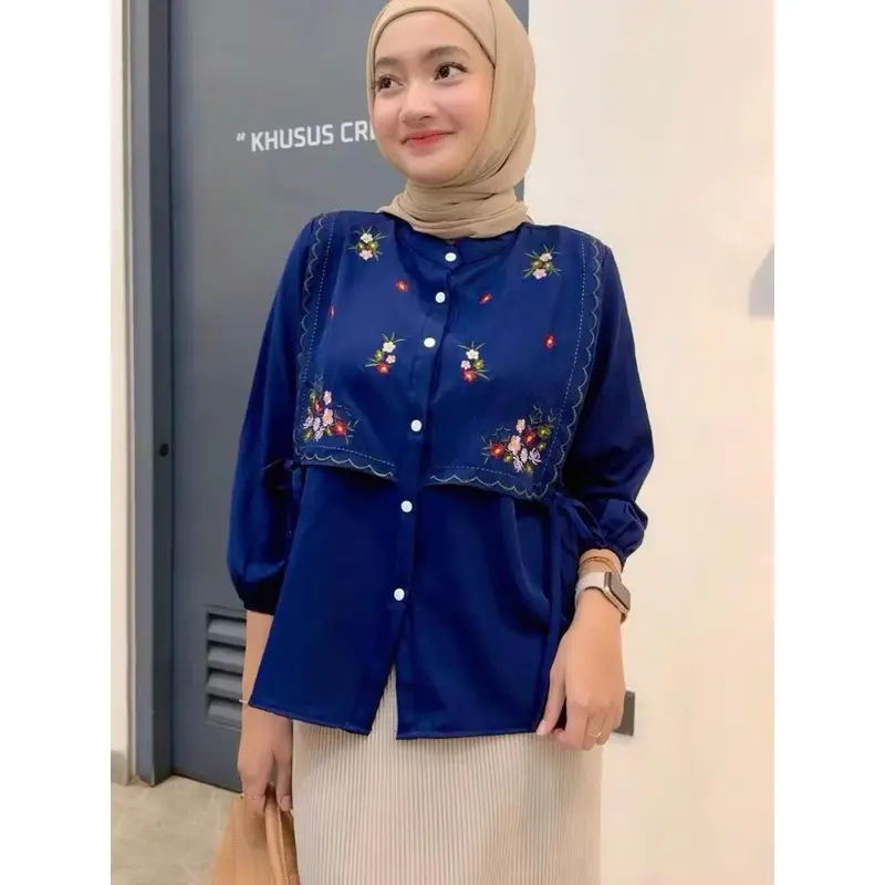 VAV - NARIKA BLOUSE TALI COMBI MOTIF BUNGA / ATASAN BLOUSE WANITA -PN 1