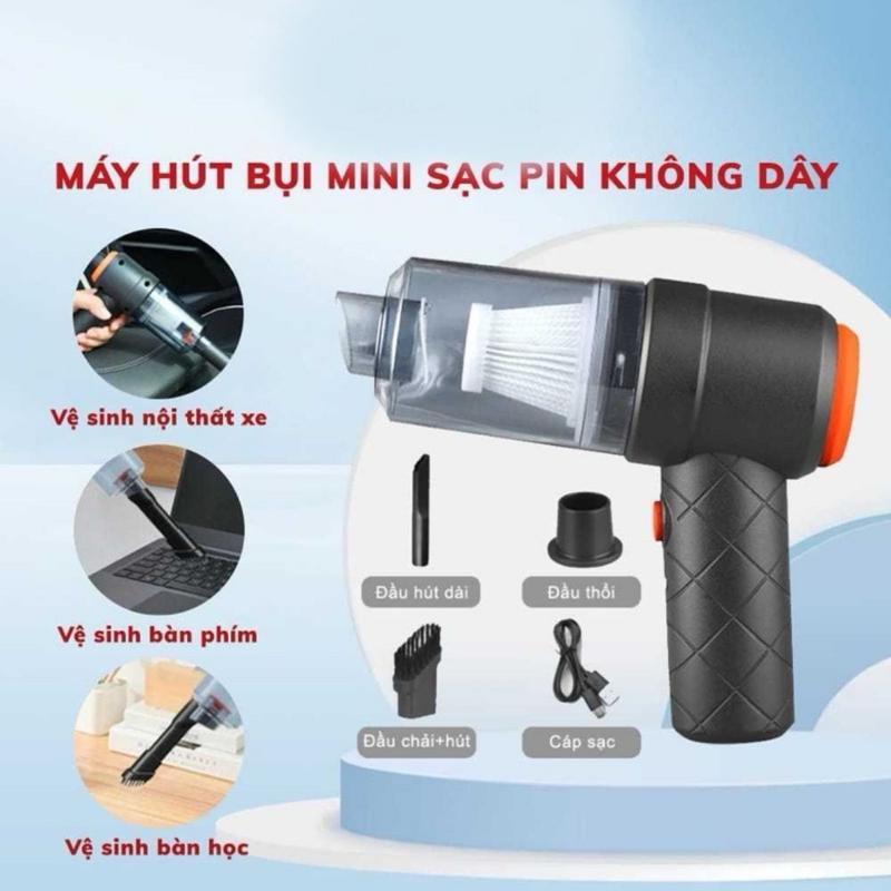 Máy Hút Bụi Cầm Tay Mini Không Dây VH MART, Lực Hút 6000Pa Siêu Mạnh, Tích Hợp…