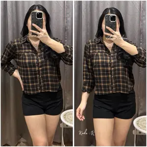 GLIVEO (COD) - CROP SHIRT MOTIF RAYON TWILL ADEM / KEMEJA WANITA LENGAN PANJANG / KEMEJA WANITA TERBARU / ATASAN RAYON WANITA baju karya