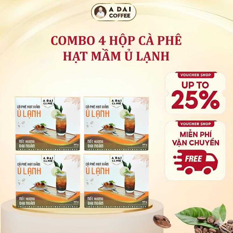 COMBO 4 Hộp Cà Phê Hạt Mầm Ủ Lạnh A Đại - Cold Brew Hộp 8 gói Tiện Lợi, Hương Trái Cây