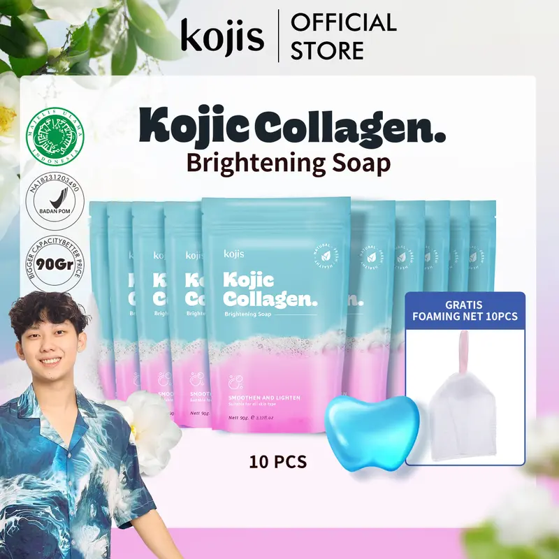 [DAPAT 10] WILLIE SALIM x KOJIS Kojic Collagen Brightening Soap 【90Gr*10Pcs】COD  Mencerahkan 0