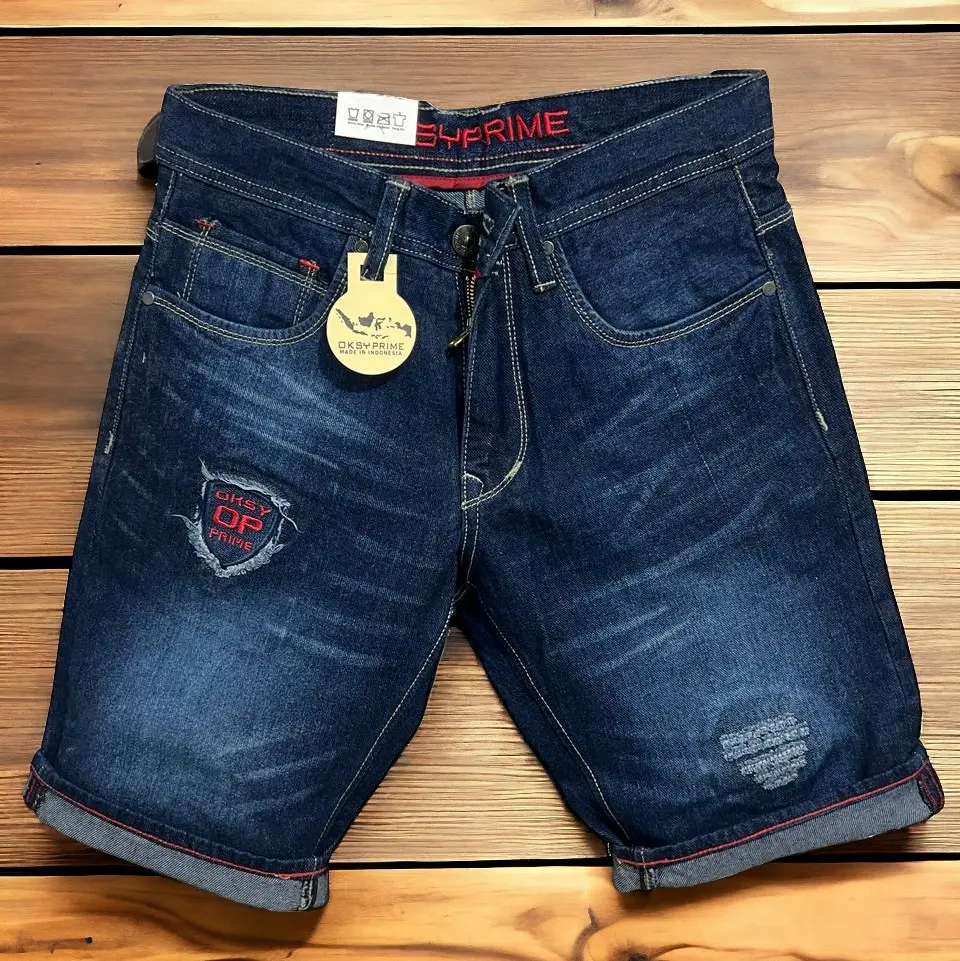 celana pendek pria terbaru // celana pendek distor model bordiran dan sobek // celana pendek denim Santai