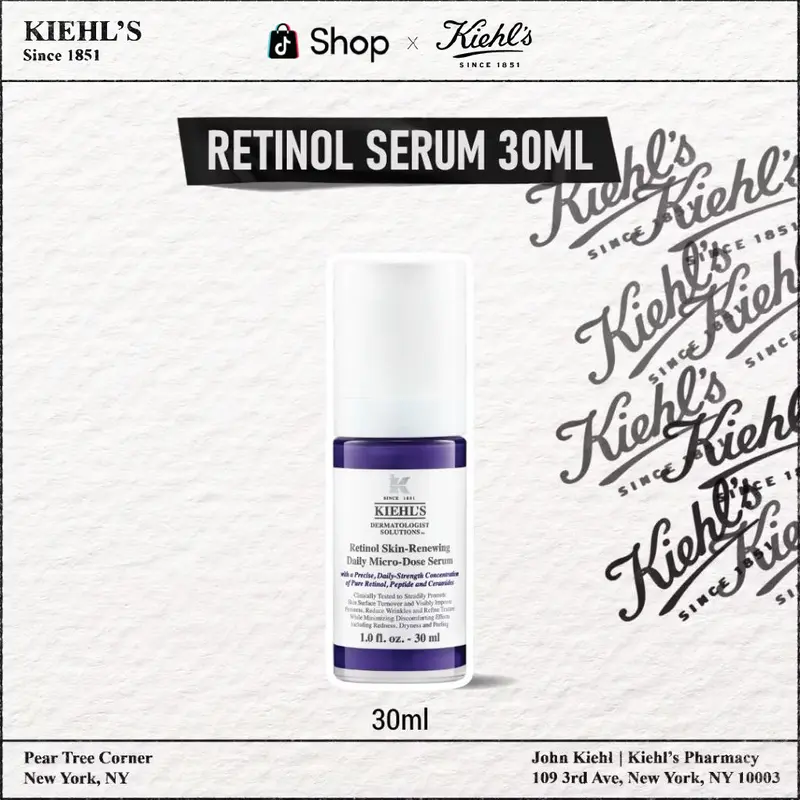 Kiehl's Retinol Skin-Renewing Daily Micro-Dose Serum. Mengandung Retinol, Ceramide, Peptide 4