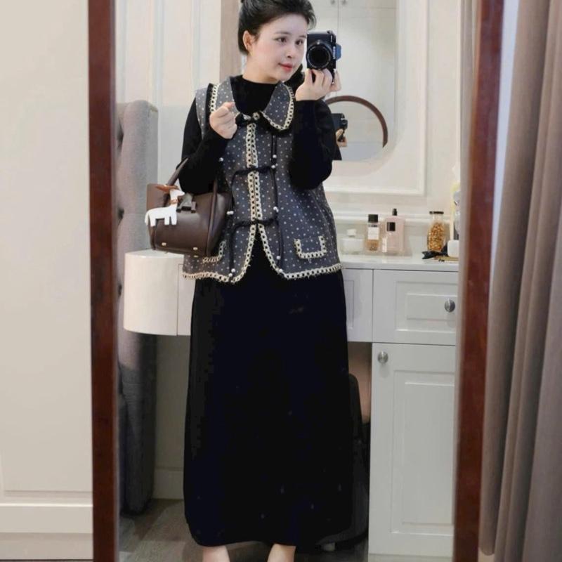 { Len QC } Sét len 2 chi tiết gồm áo Ghile+ váy bầu mặc đi chơi đi làm thoả mái lịch sự