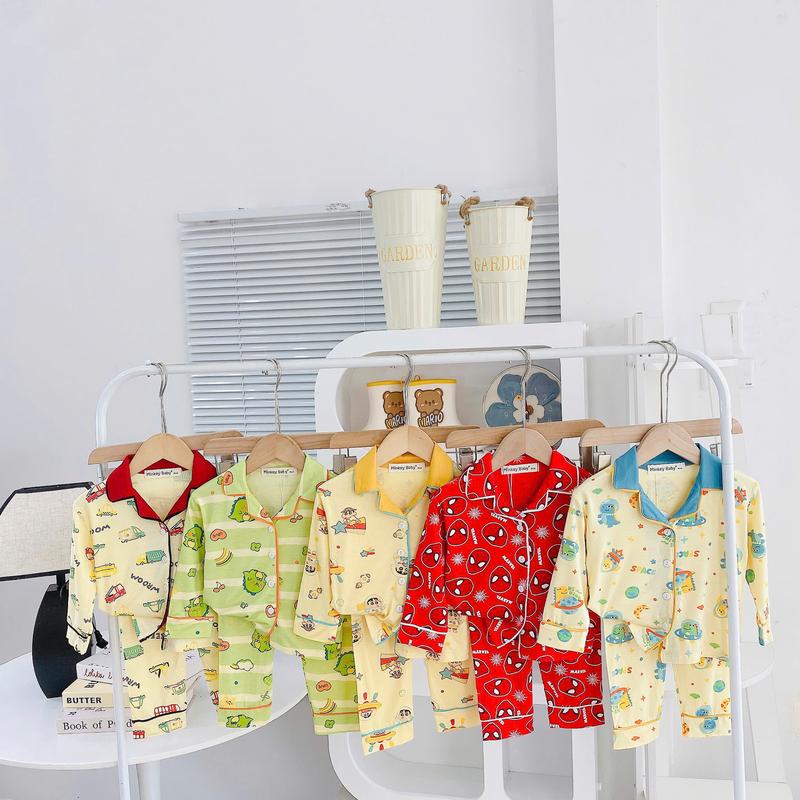 [Free Ship-Full Size 9-26kg ] Bộ Áo + Quần Minkey Baby Chất Thun Lạnh In Họa Tiết Hoạt Hình Dể Thương Cho Bé Trai -Bé Gái ,Đồ Bộ Cho Bé Minkey Baby ,Minky Mom