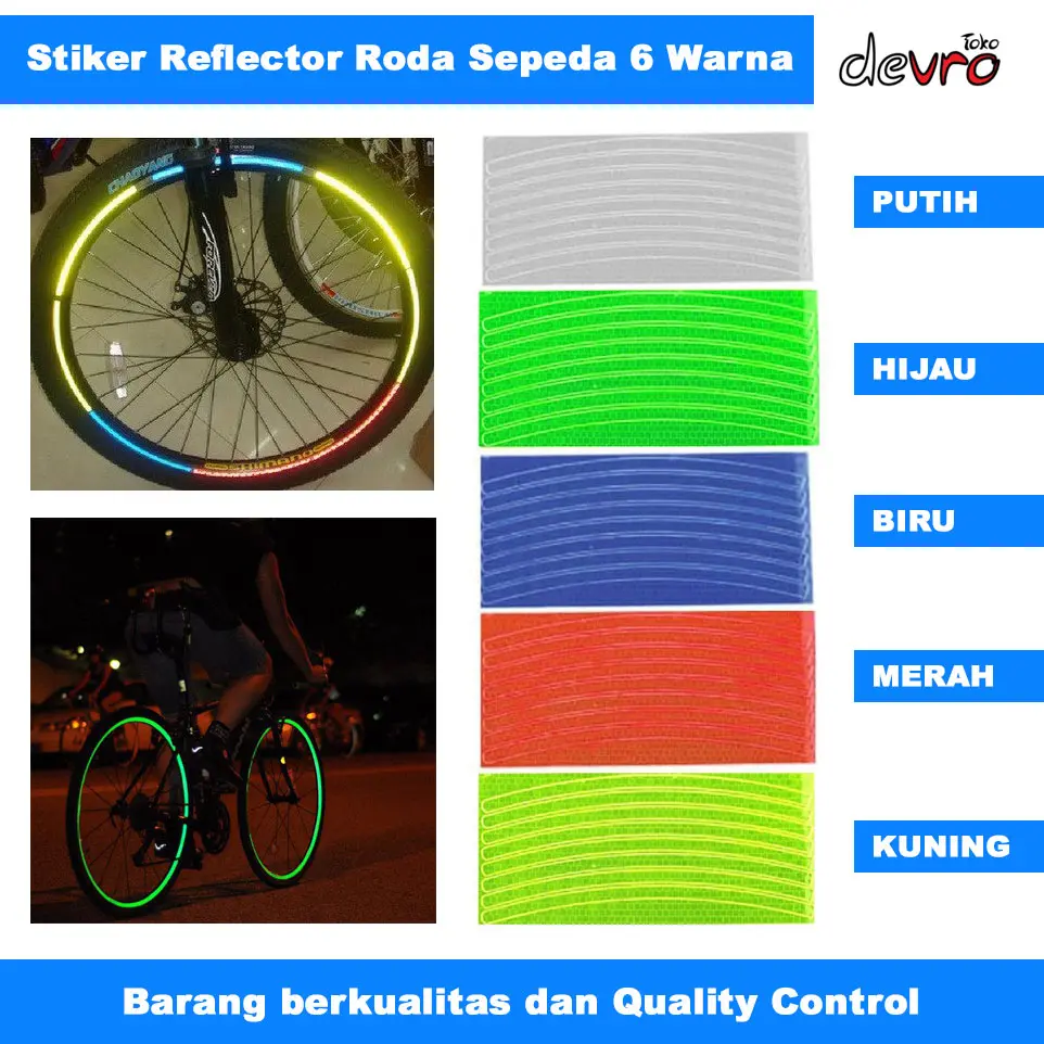 Stiker Reflector - Stiker Roda Velg Sepeda Bicycle Wheel Reflective - Sticker 8 Strip Perlembar - A-0001