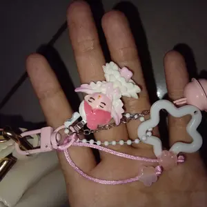 Gantungan Keychain Karakter Peri Tidur Pink Ada Lonceng Bunyi REQUEST NAMA Gantungan Tas Hp Lucu Pinky Pastel Aksesori Handmade Unik Cocok Sebagai Kado Souvenir Murah
