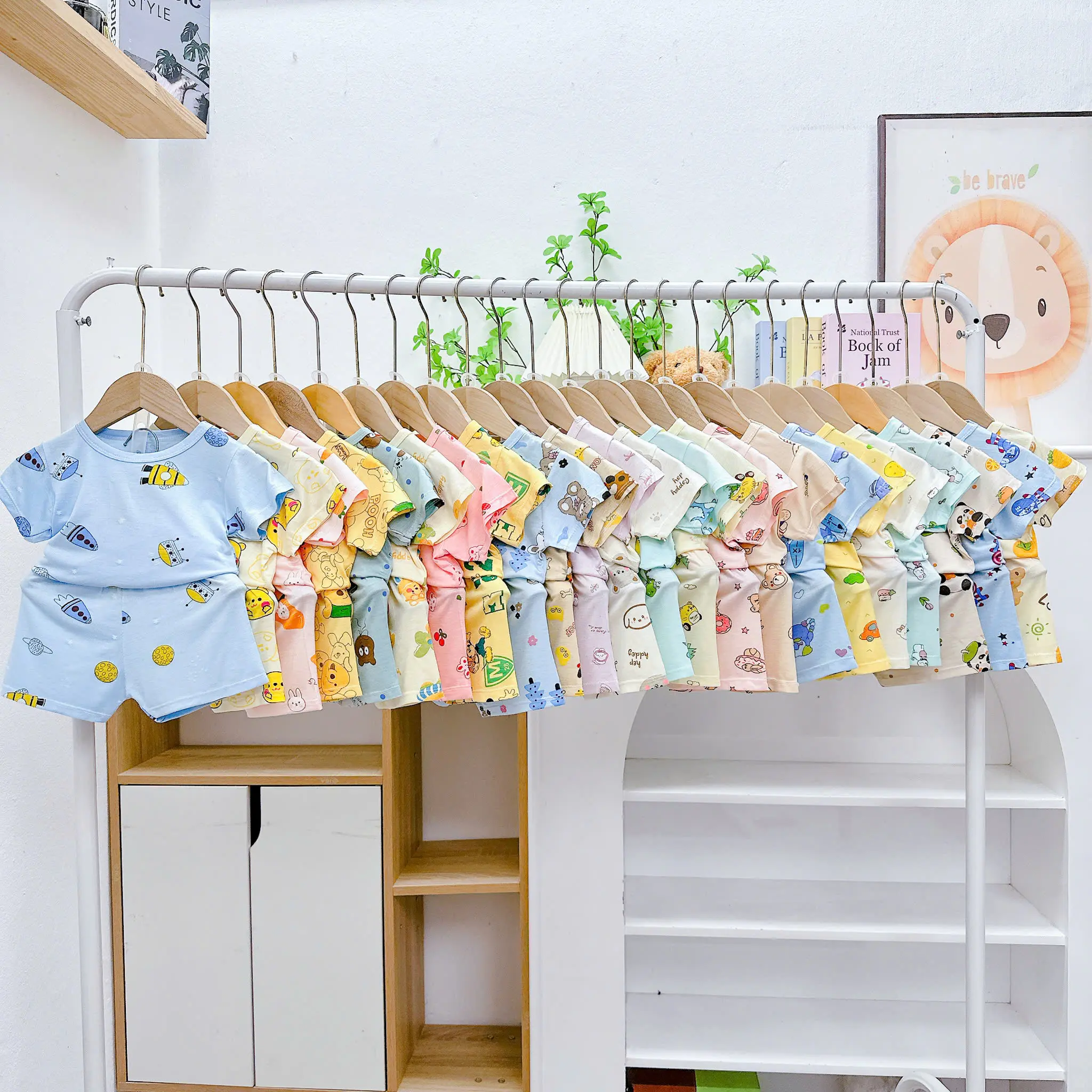 [Combo 5] bộ quần áo cộc tay thun lạnh phối cho bé trai, bé gái cao cấp từ [5 Kg - 16 Kg] ( có hỗ trợ mix Size )