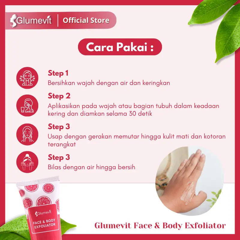 [GM08] Glumevit Exfoliating Gel 50gr - Gel Penghilang Daki dan Sel Kulit Mati - Cocok Untuk Wajah dan Badan 3