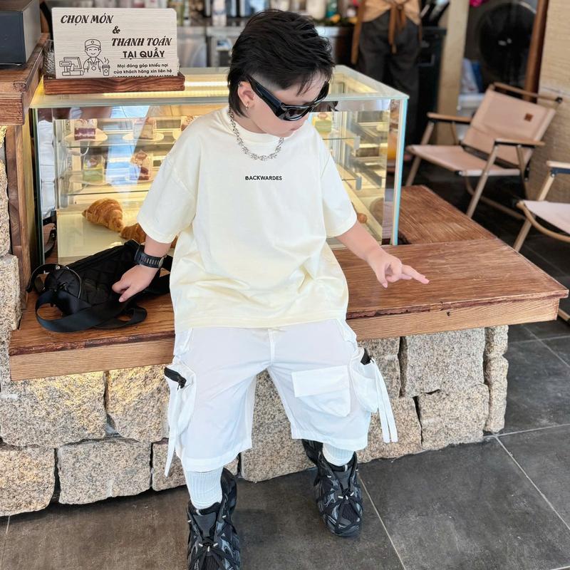  Quần ngố gió unisex cho bé trai và bé gái phong cách cá tính hàn quốc chất liệu gió mịn mùa hè size 18-41kg B0037 