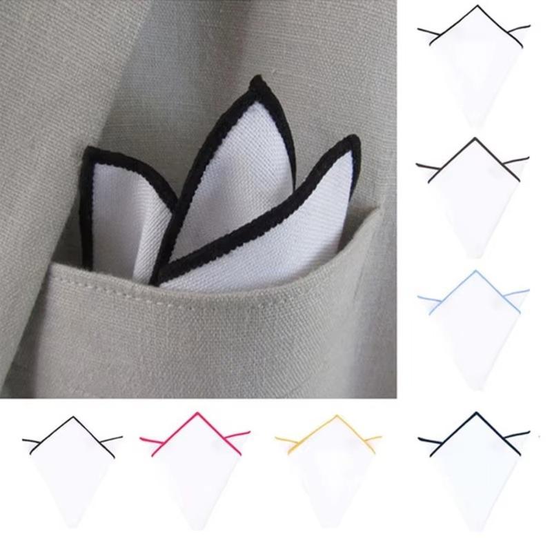 Di động 23cm Túi Trắng Trơn Hình vuông Bông Khăn tay Cạnh Màu Sắc Phong cách…