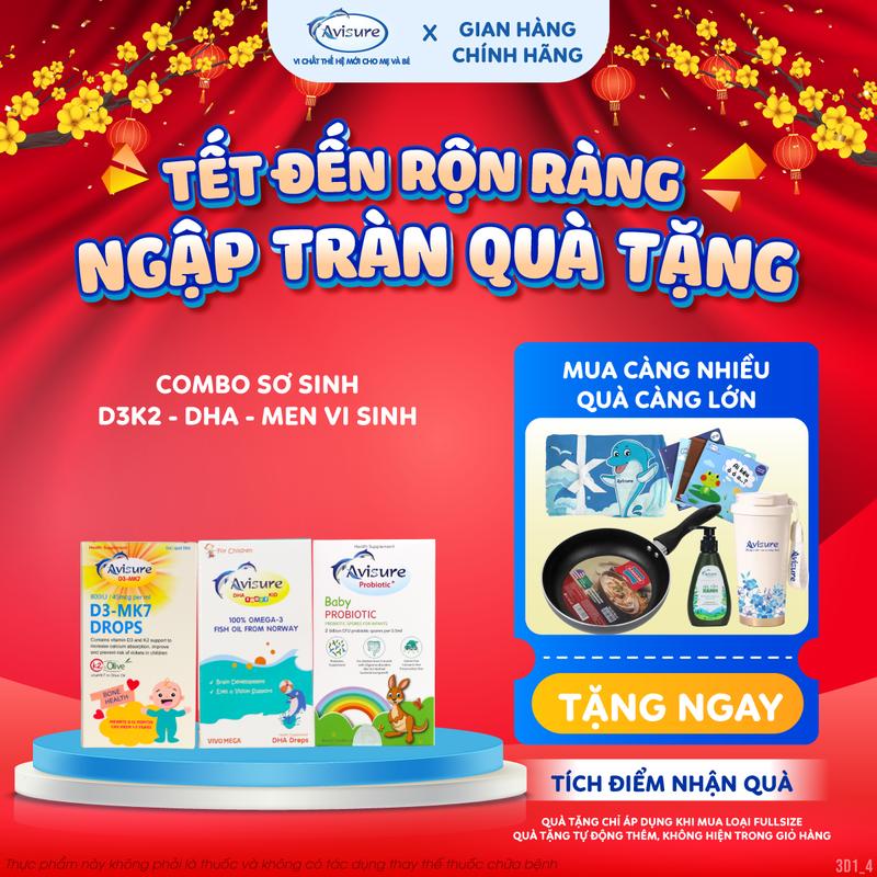 D3K2 DHA men vi sinh cho bé - Avisure D3MK7 30ml lọ Avisure DHA 30ml lọ Avisure Probiotic 20ml hỗ trợ bổ sung D3MK7 DHA men vi sinh cho bé