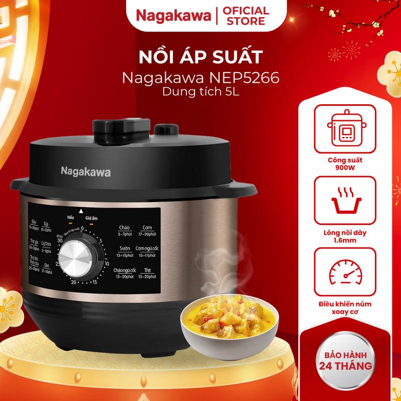 Nồi Áp Suất Điện NEP5266 5L Cao Cấp Công Suất 900W Chống Dính An Toàn Sức Khỏe Bảo Hành 24 Tháng